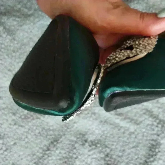 Green Satin Basket flat shoes sz eu 42 us 9.5 medium whide - Picture 6 of 9